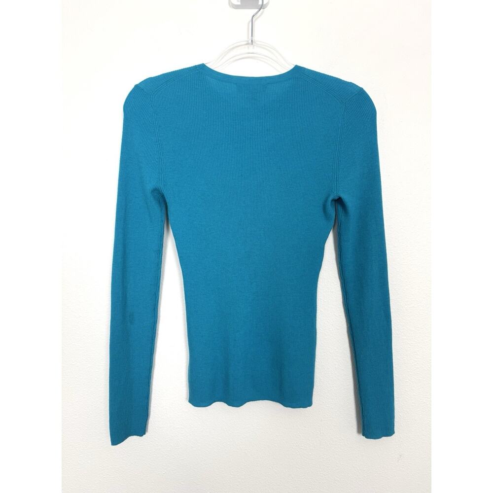 Michael Kors Collection Cashmere Sweater Women’s Small Ribbed Featherweight Blue - Picture 4 of 10